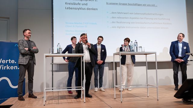 v.l.: Markus Schuster, Herry Consult, Verena Macho, KliNa Initiative, Markus Meissner, Baukarussell, Christoph Müller-Thiede, M.O.O.CON, Sabine Zinke, M.O.O.CON, Klaus Reisinger, ClimatePartner