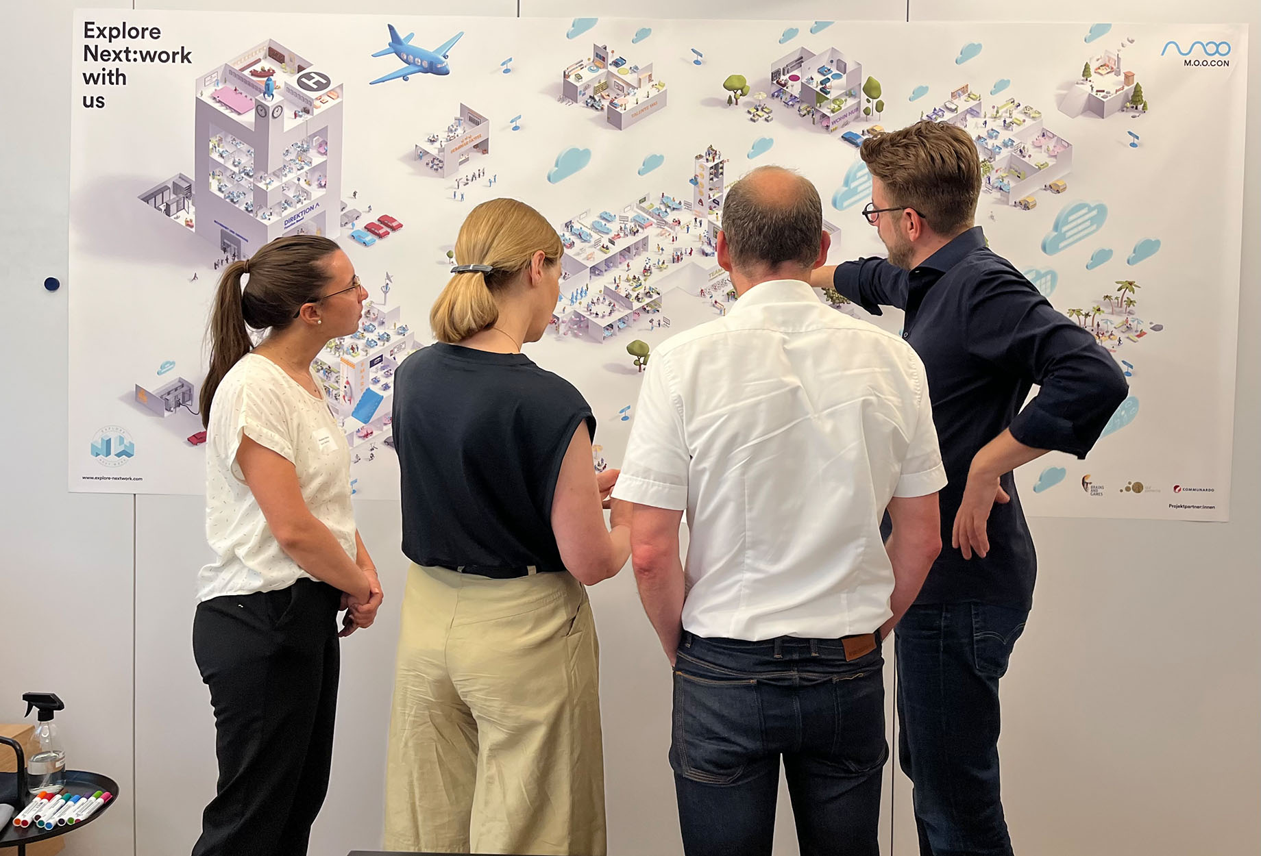 Workshop am Wimmelbild, Explore Next:work Event, Frankfurt, Copyright: M.O.O.CON