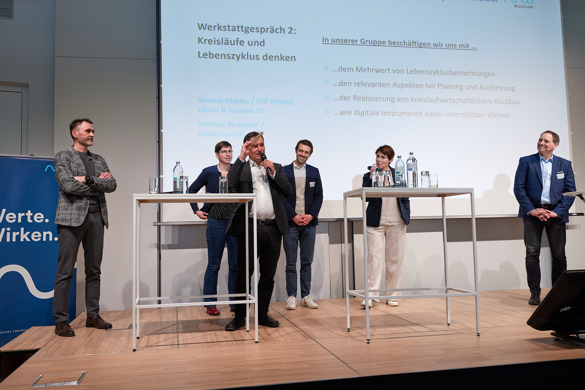 v.l.: Markus Schuster, Herry Consult, Verena Macho, KliNa Initiative, Markus Meissner, Baukarussell, Christoph Müller-Thiede, M.O.O.CON, Sabine Zinke, M.O.O.CON, Klaus Reisinger, ClimatePartner
